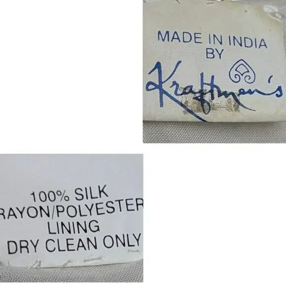 Vintage Beaded Silk Scallop Hem Pastel Sequin Top India Gold Blue Pink Purple M - Picture 7 of 7